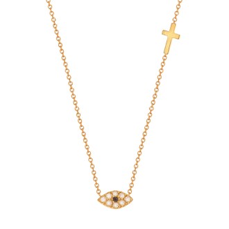 Χρυσό 9k κολιέ Μάτι Σταυρός