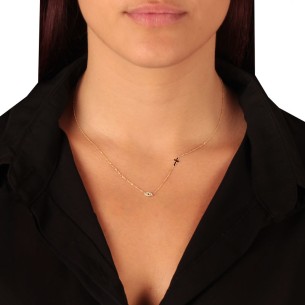 Χρυσό 9k κολιέ Μάτι Σταυρός