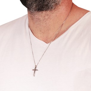 Αντρικός λευκόχρυσος 18k Σταυρός