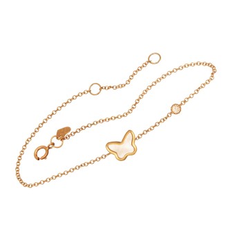 Χρυσό 9k βραχιόλι Πεταλούδα Μονόπετρο
