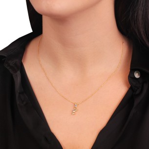 Ασημένιο επίχρυσο κολιέ πέτρες Blue Topaz