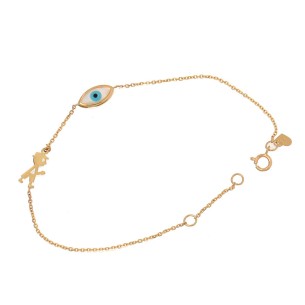 Χρυσό 14k βραχιόλι Μάτι Αγόρι