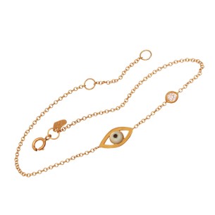 Γυναικείο χρυσό 9k βραχιόλι Μάτι Μονόπετρο