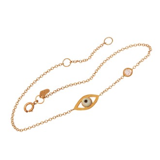 Γυναικείο χρυσό 9k βραχιόλι Μάτι Μονόπετρο