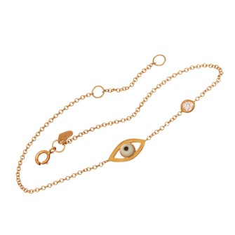 Γυναικείο χρυσό 9k βραχιόλι Μάτι Μονόπετρο