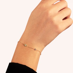 Γυναικείο χρυσό 9k βραχιόλι Μάτι Μονόπετρο