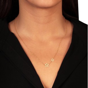 Γυναικείο χρυσό 9k κολιέ Αλυσίδα Αστέρια