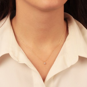 Γυναικείο χρυσό 9k κολιέ Μονόπετρο Σταγόνα