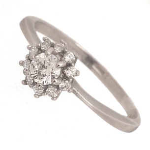 Λευκόχρυκο 14k δαχτυλίδι Μονόπετρο Ροζέττα