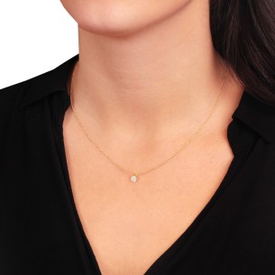 Χρυσό 14k κολιέ Μονόπετρο