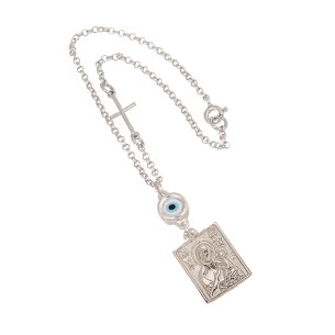 Ασημένιο Γούρι Αυτοκινήτου Εικόνα Μάτι Σταυρός