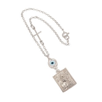 Ασημένιο Γούρι Αυτοκινήτου Εικόνα Μάτι Σταυρός