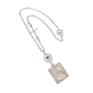 Ασημένιο Γούρι Αυτοκινήτου Εικόνα Μάτι Σταυρός