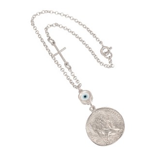 Ασημένιο Γούρι Αυτοκινήτου Εικόνα Μάτι Σταυρός