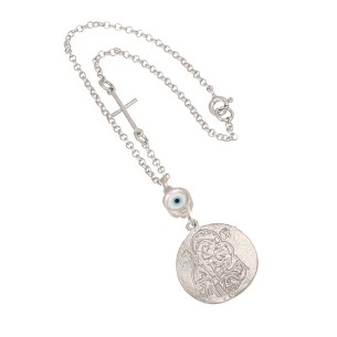 Ασημένιο Γούρι Αυτοκινήτου Εικόνα Μάτι Σταυρός