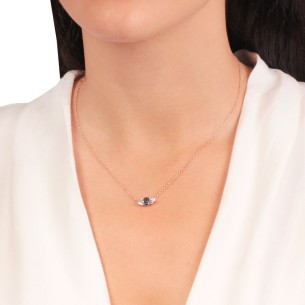 Ρόζ χρυσό 14k κολιέ Σετ Τρίπετρο Ροζέτα