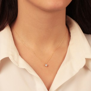 Γυναικείο χρυσό 9k κολιέ Αλυσίδα Μονόπετρο