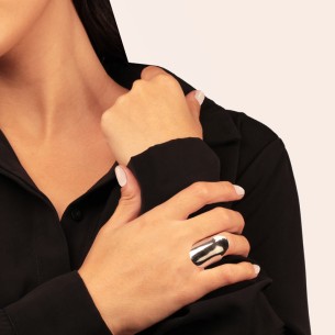 Ασημένιο επιπλατινωμένο δαχτυλίδι Ένα