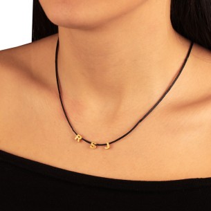 Κολιέ κορδόνι ασημένια Γράμματα Αγγλικά