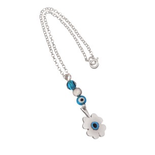 Ασημένιο Γούρι Αυτοκινήτου Τετράφυλλο Μάτια