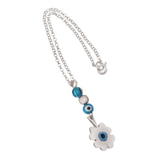 Ασημένιο Γούρι Αυτοκινήτου Τετράφυλλο Μάτια