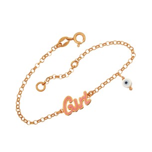 Ασημένιο επίχρυσο βραχιόλι Κορίτσι Μάτι