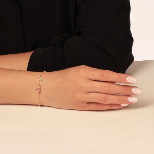 Ασημένιο επίχρυσο βραχιόλι Κορίτσι Μάτι