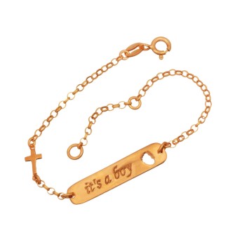 Ασημένιο επίχρυσο βραχιόλι Ταυτότητα Αγόρι