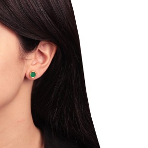 Ασημένια σκουλαρίκια Πέτρες Πράσινος Ονυχας