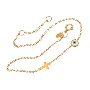 Χρυσό 9k βραχιόλι Μάτι Σταυρός