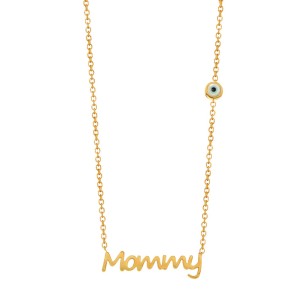 Χρυσό 9k κολιέ Μαμά Mommy Μάτι