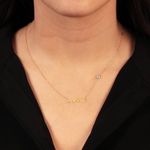 Χρυσό 9k κολιέ Μαμά Mommy Μάτι