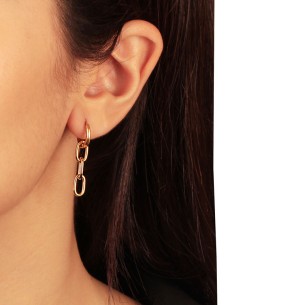 Ασημένια επίχρυσα σκουλαρίκια Κρίκοι Αλυσίδες