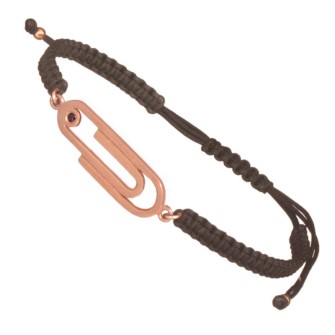 Βραχιόλι κορδόνι ασημένιος ρόζ Συνδετήρας