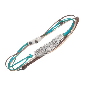 Βραχιόλι κορδόνια ασημένιο Φτερό