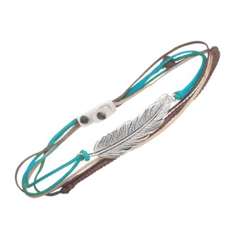 Βραχιόλι κορδόνια ασημένιο Φτερό