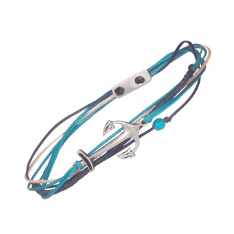 Βραχιόλι κορδόνια ασημένια Άγκυρα