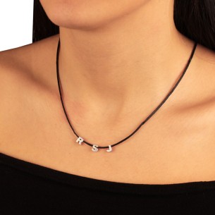 Κολιέ κορδόνι ασημένια Γράμματα Αγγλικά