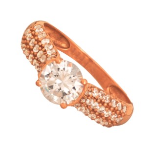 Ρόζ χρυσό 14k δαχτυλίδι Μονόπετρο