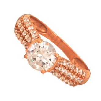 Ρόζ χρυσό 14k δαχτυλίδι Μονόπετρο