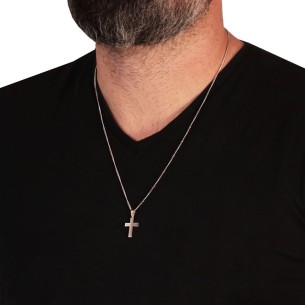 Λευκόχρυσος 14k Αντρικός Σταυρός