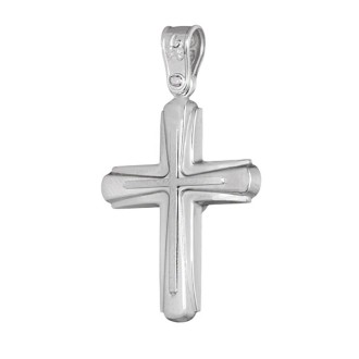 Λευκόχρυσος 14k Αντρικός Σταυρός