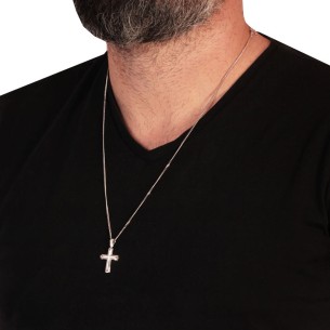 Λευκόχρυσος 14k Αντρικός Σταυρός