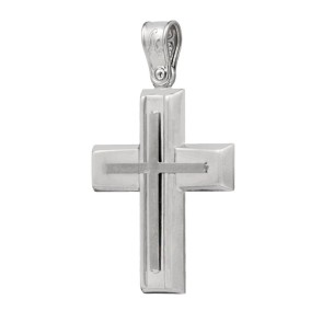 Λευκόχρυσος 14k Αντρικός Σταυρός