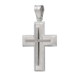 Λευκόχρυσος 14k Αντρικός Σταυρός