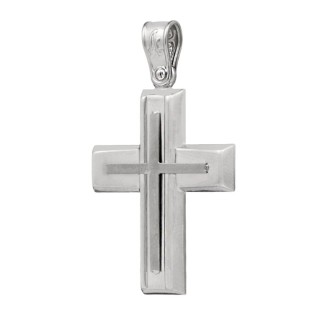 Λευκόχρυσος 14k Αντρικός Σταυρός