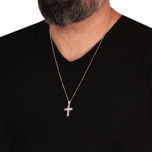 Λευκόχρυσος 14k Αντρικός Σταυρός