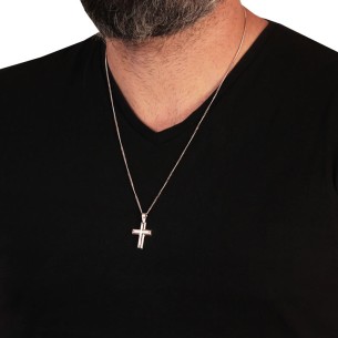 Λευκόχρυσος 14k Αντρικός Σταυρός