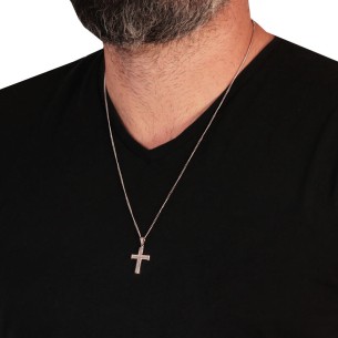 Λευκόχρυσος 14k Αντρικός Σταυρός