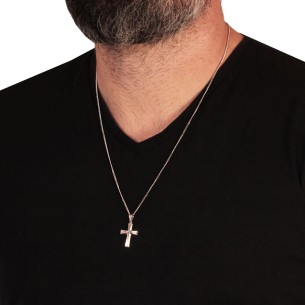 Λευκόχρυσος 14k Αντρικός Σταυρός